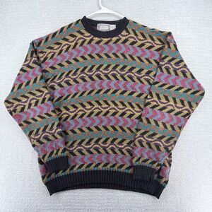 Vintage Concrete Mix Coogi Style Knit Sweater Mens XL Colorful 90s Cotton Blend